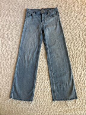 Hudson Jeans Light Blue Wide-Leg Raw Hem Jeans